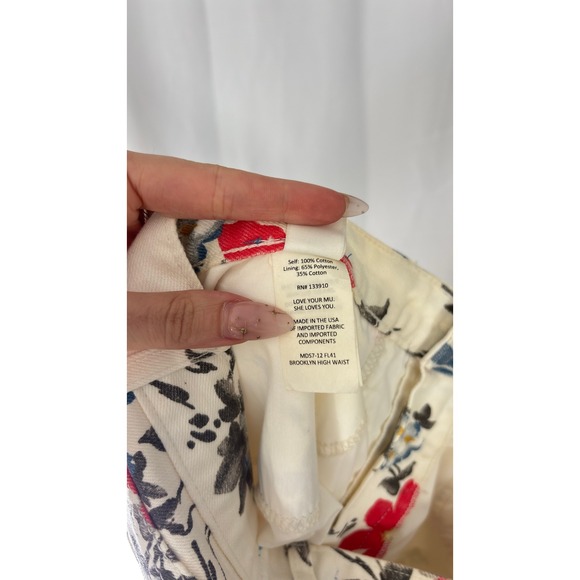 $140 Mumu Blue‎ Floral Distressed Skinny Jeans Women's White Red Blue Flower - Picture 10 of 10